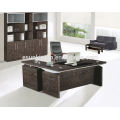 new design luxury wooden office desk with glass decoration on the table top